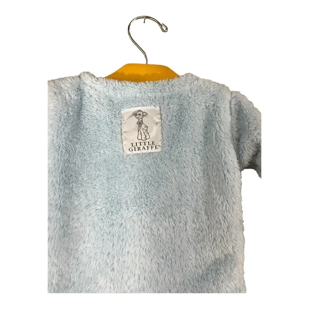 Little Giraffe baby blue soft plush jacket with pockets INFANT SIZE 6-12 months